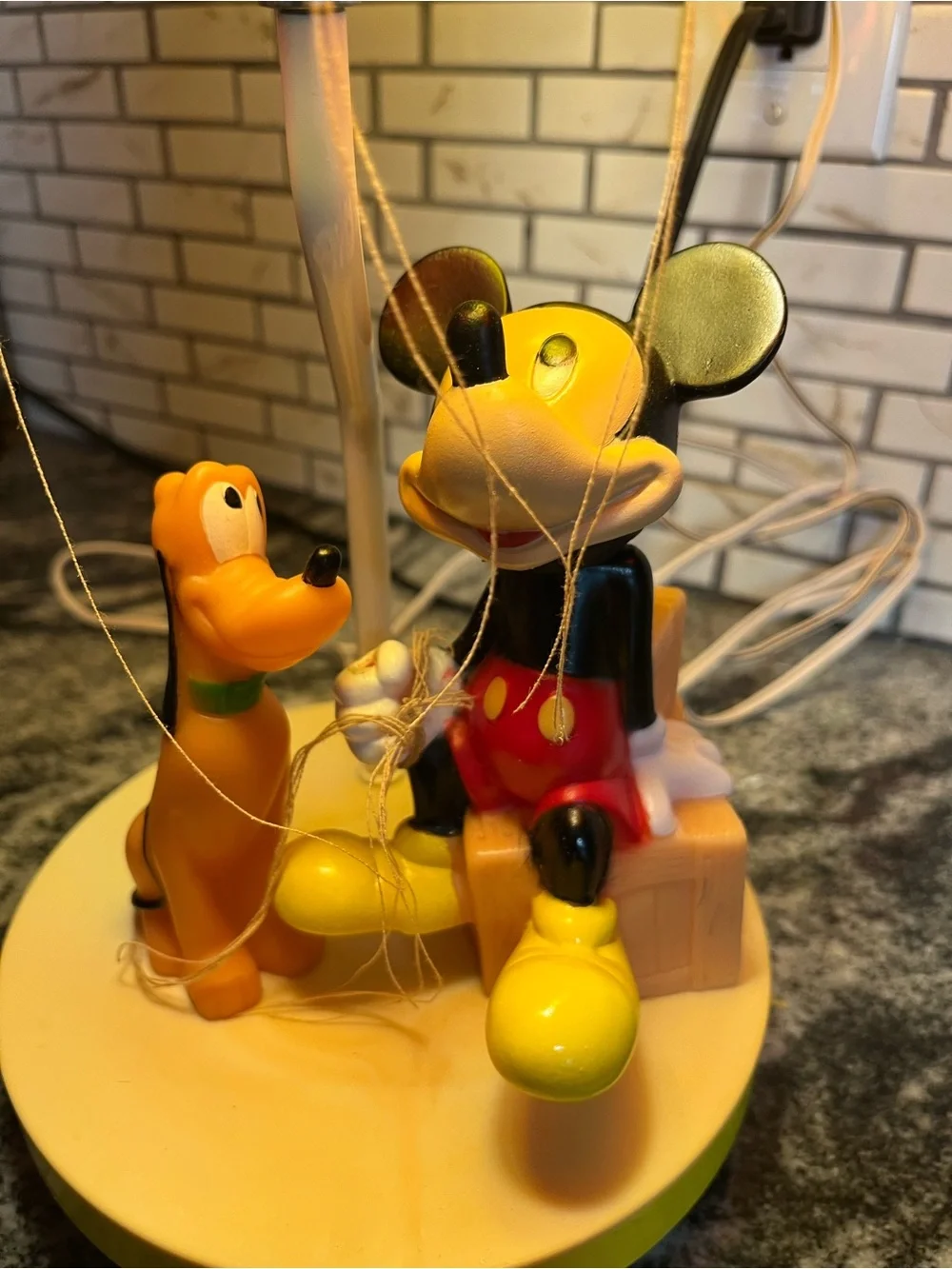 Vtg Mickey Mouse & Pluto Balloon Children's Lamp Light Nightlight